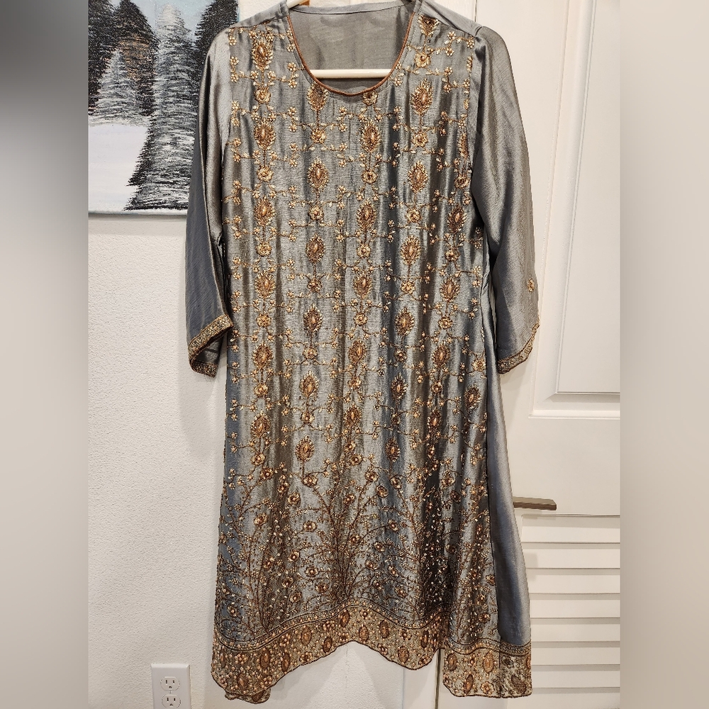 Pakistani desi wedding silk shalwar kameez 2pc